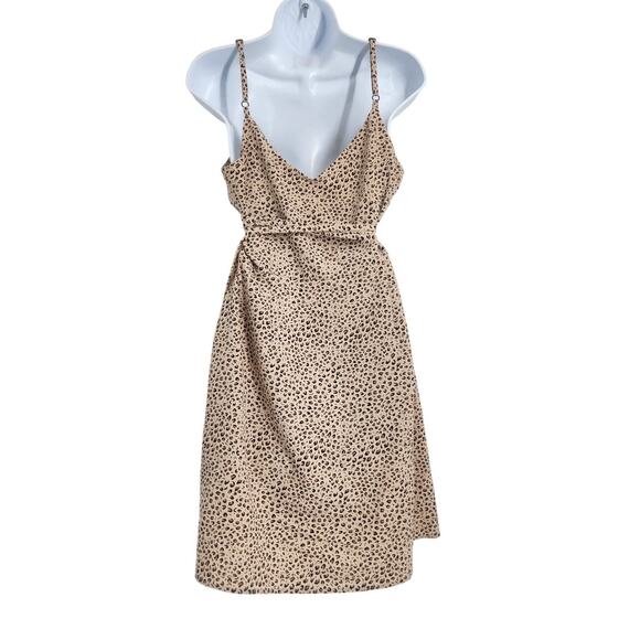 Sanctuary Brown Leopard Print Spaghetti Strap Wrap Dress Womens Size Large L - Picture 2 of 5